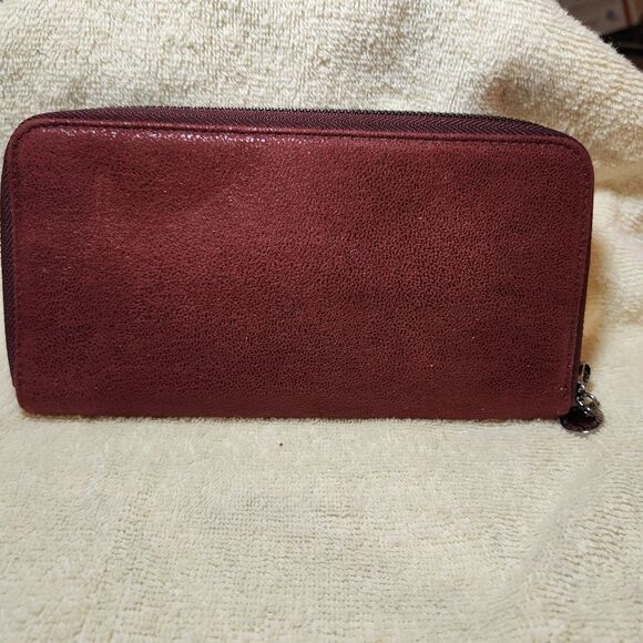 EUC STELLA MCCARTNEY WALLET ZIP AROUND FALABELLA ECO CHAIN Burgandy/Maroon - Picture 3 of 5